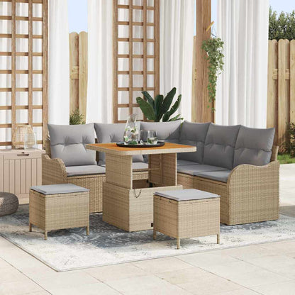 Garten-Sofa-Set mit Kissen mit Kissen 8 pcs Beige und Hellgrau