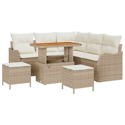 Garten-Sofa-Set mit Kissen mit Speicher 8 pcs Beige und Creme