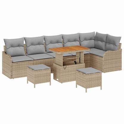 Garten-Sofa-Set mit Kissen mit Kissen 9 pcs Beige und Hellgrau