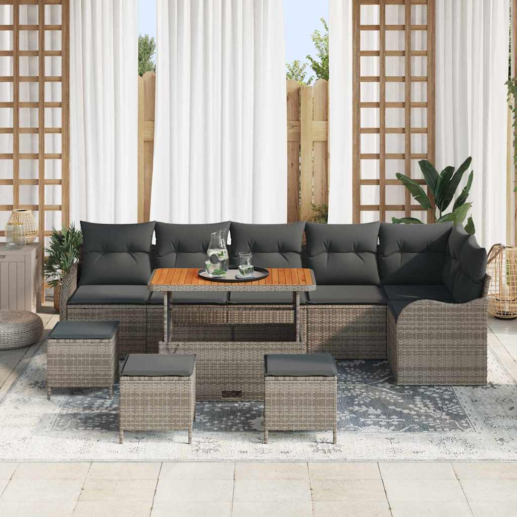 Garten-Sofa-Set mit Kissen mit Speicher mit Kissen 10 pcs Grau