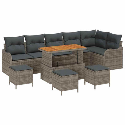 Garten-Sofa-Set mit Kissen mit Speicher mit Kissen 10 pcs Grau