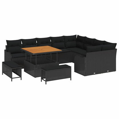 Garten-Sofa-Set mit Kissen mit Speicher 12 pcs Schwarz