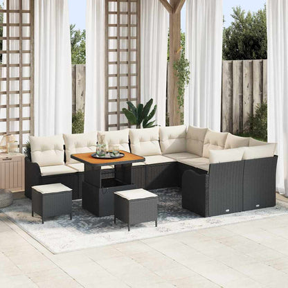 vidaXL Salon de jardin avec coussins 12 pcs Noir et crème
