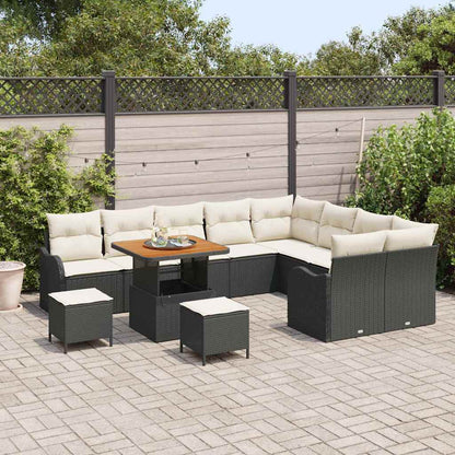 vidaXL Salon de jardin avec coussins 12 pcs Noir et crème