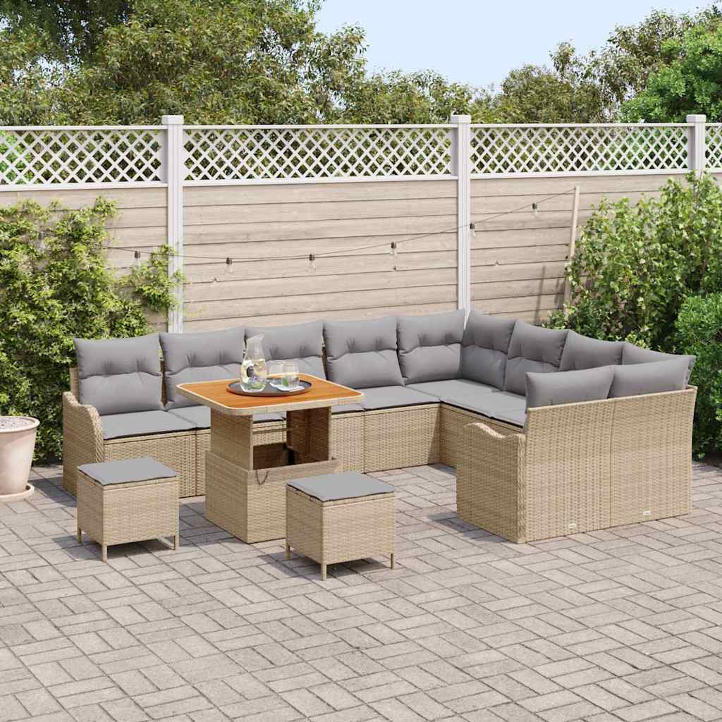 vidaXL Salon de jardin avec coussins 12 pcs Beige et Gris clair