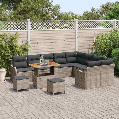 vidaXL Salon de jardin avec coussins et rangements 12 pcs Gris
