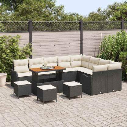 vidaXL Salon de jardin avec coussins 13 pcs Noir et crème