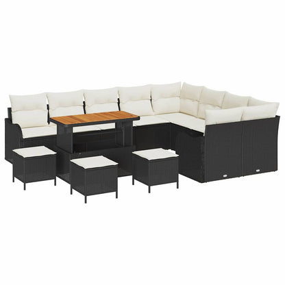 vidaXL Salon de jardin avec coussins 13 pcs Noir et crème