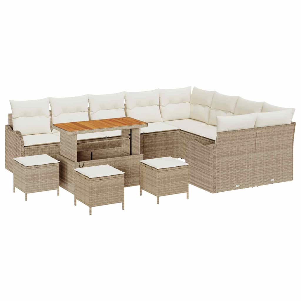 vidaXL Salon de jardin avec coussins et espace de rangement 13 pcs Beige et Crème