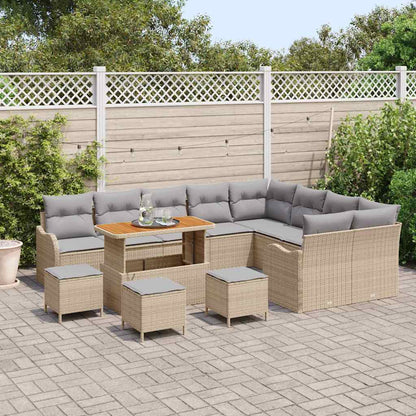 vidaXL Salon de jardin avec coussins 13 pcs Beige et gris clair