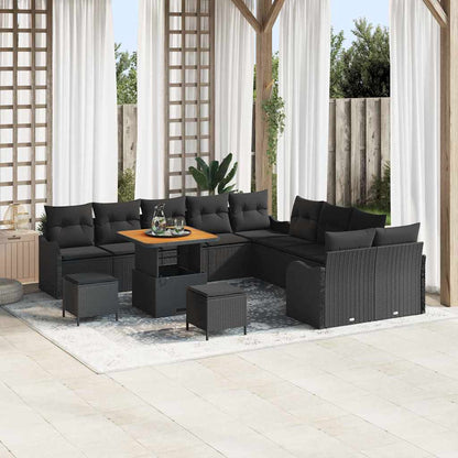 Garten-Sofa-Set mit Kissen mit Speicher 13 pcs Schwarz