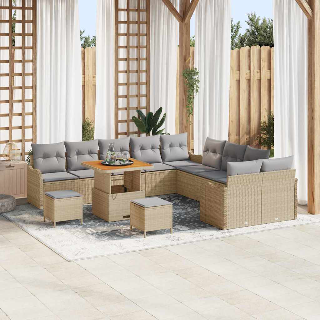 Garten-Sofa-Set mit Kissen mit Kissen 13 pcs Beige und Hellgrau