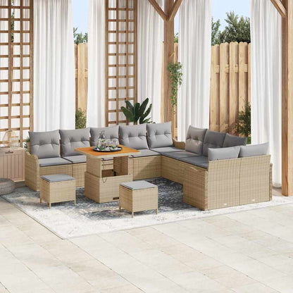 Garten-Sofa-Set mit Kissen mit Kissen 13 pcs Beige und Hellgrau
