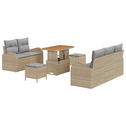 Garten-Sofa-Set mit Kissen mit Kissen 8 pcs Beige und Hellgrau
