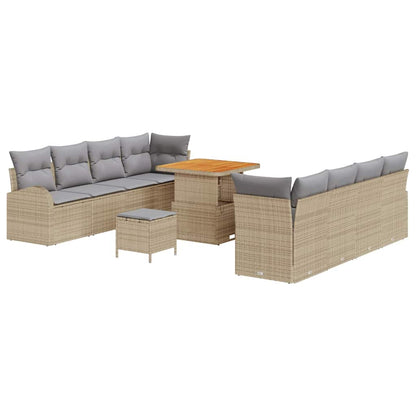 Garten-Sofa-Set mit Kissen mit Kissen 11 pcs Beige und Hellgrau
