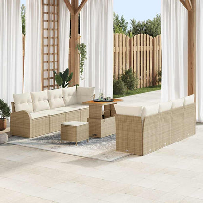Garten-Sofa-Set mit Kissen mit Speicher 11 pcs Beige und Creme
