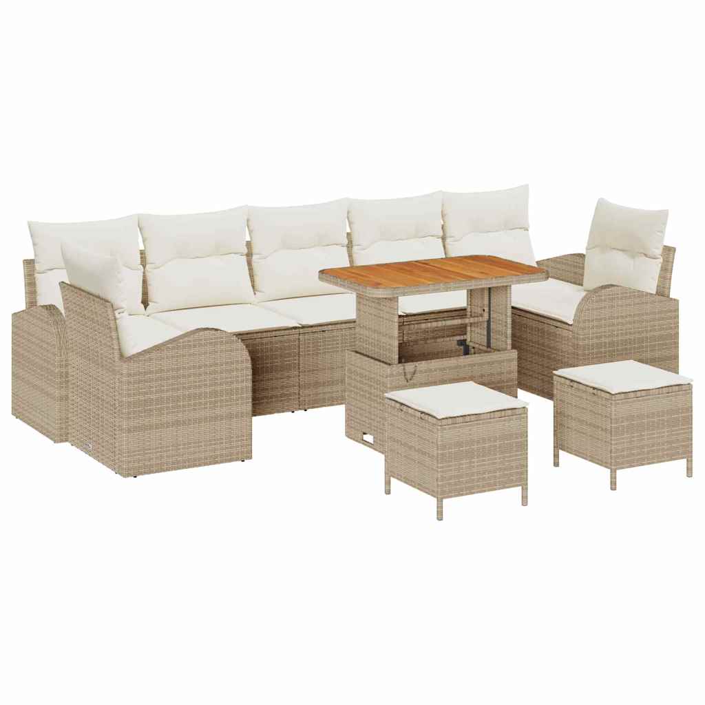 Garten-Sofa-Set mit Kissen mit Speicher 10 pcs Beige und Creme