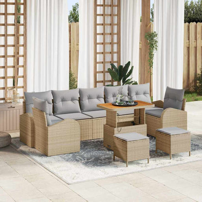 Garten-Sofa-Set mit Kissen mit Kissen 10 pcs Beige und Hellgrau