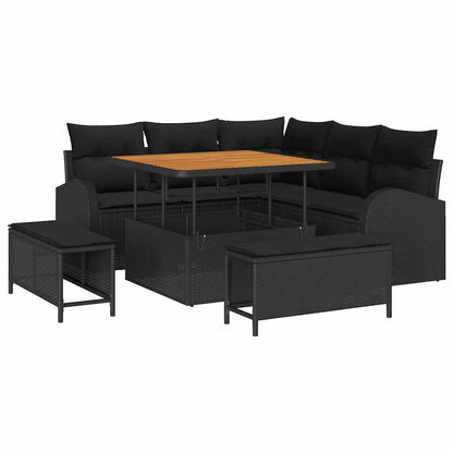 Garten-Sofa-Set mit Kissen mit Speicher 8 pcs Schwarz