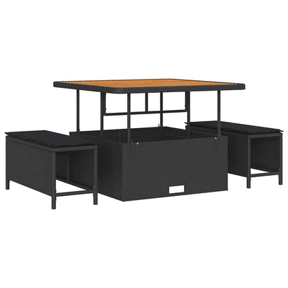 Garten-Sofa-Set mit Kissen mit Speicher 8 pcs Schwarz