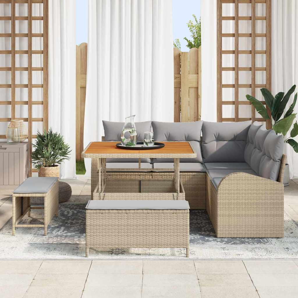 vidaXL Salon de jardin avec coussins 8 pcs Beige et Gris clair