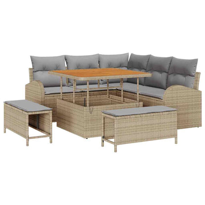 vidaXL Salon de jardin avec coussins 8 pcs Beige et Gris clair