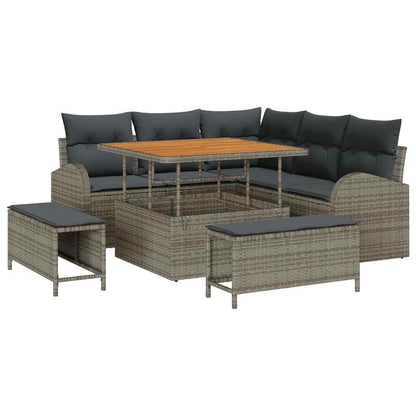 Garten-Sofa-Set mit Kissen mit Speicher mit Kissen 8 pcs Grau