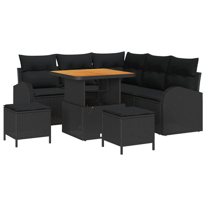vidaXL Salon de jardin avec coussins et espace de rangement 8 pcs Noir