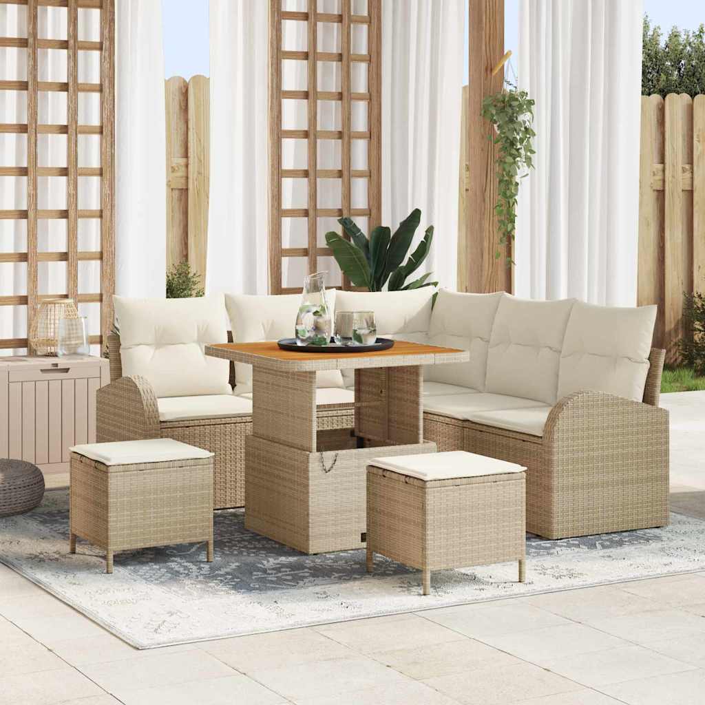 vidaXL Ensemble de canapés de jardin avec coussins et rangements 8 pcs Beige et Crème