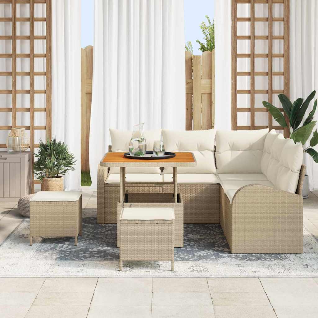 vidaXL Ensemble de canapés de jardin avec coussins et rangements 8 pcs Beige et Crème