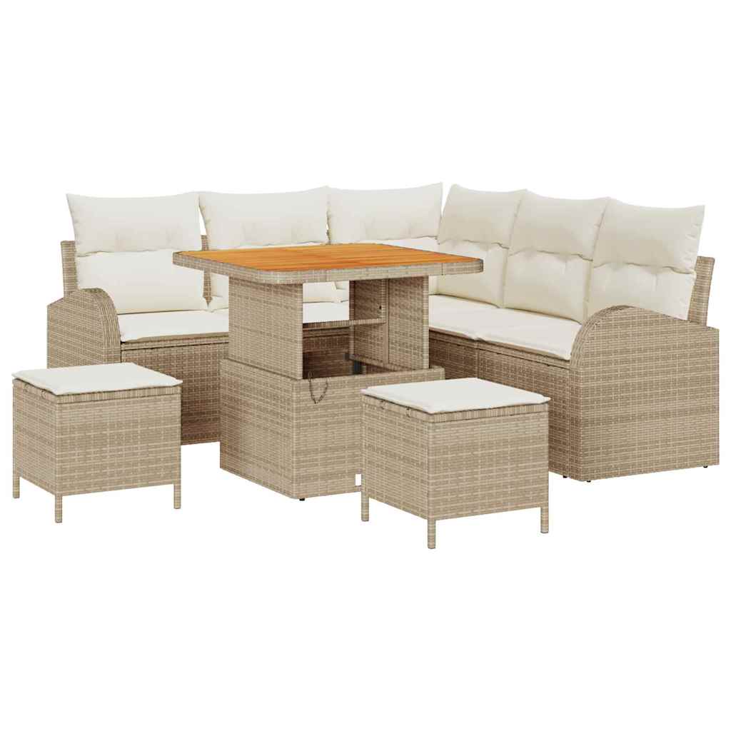 vidaXL Ensemble de canapés de jardin avec coussins et rangements 8 pcs Beige et Crème