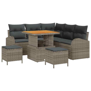 vidaXL Garten-Sofa-Set mit Kissen mit Speicher mit Kissen 8 pcs Grau