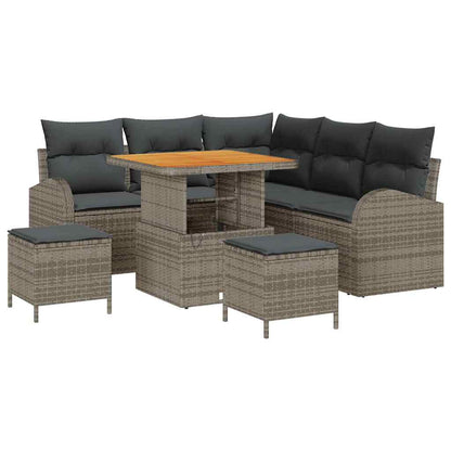 vidaXL Garten-Sofa-Set mit Kissen mit Speicher mit Kissen 8 pcs Grau