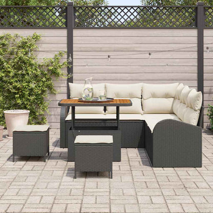 vidaXL Salon de jardin avec coussins et espace de rangement 8 pcs Noir et crème