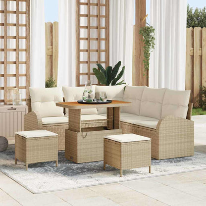 Garten-Sofa-Set mit Kissen mit Speicher 8 pcs Beige und Creme