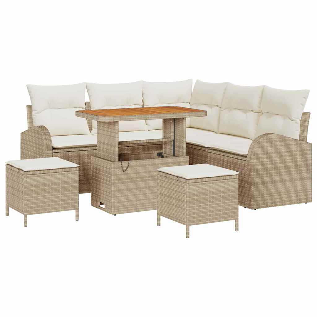 Garten-Sofa-Set mit Kissen mit Speicher 8 pcs Beige und Creme