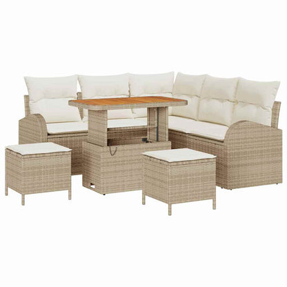 Garten-Sofa-Set mit Kissen mit Speicher 8 pcs Beige und Creme