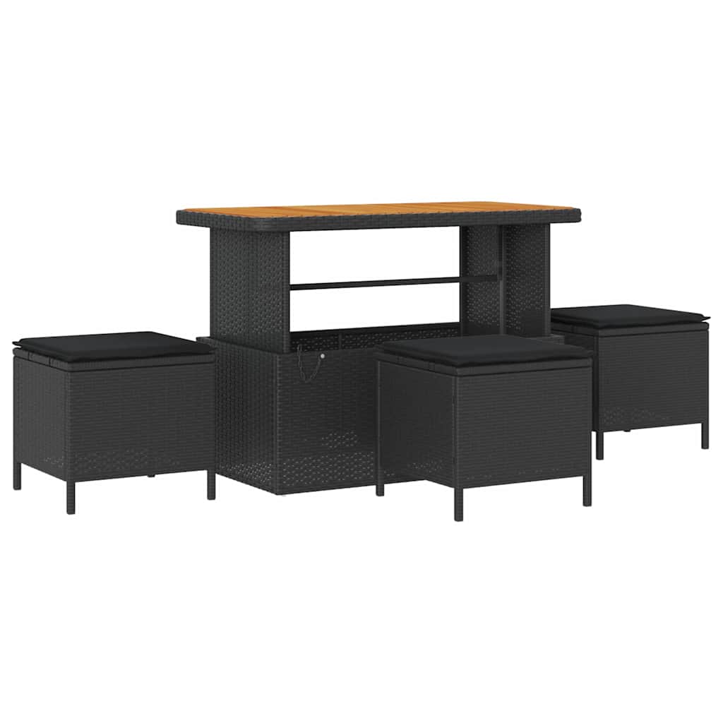 vidaXL Ensemble de canapés de jardin avec coussins de rangement 9 pcs Noir