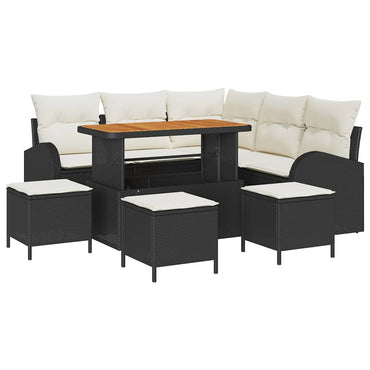 vidaXL Ensemble de canapés de jardin 9 pcs avec coussins de rangement Noir et crème