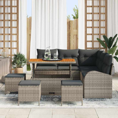 vidaXL Salon de jardin avec coussins et rangements 9 pcs Gris