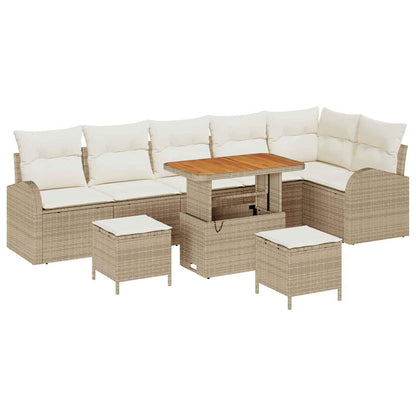 Garten-Sofa-Set mit Kissen mit Speicher 9 pcs Beige und Creme