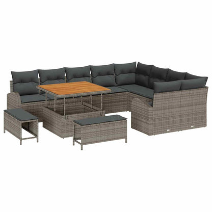 Garten-Sofa-Set mit Kissen mit Speicher mit Kissen 12 pcs Grau