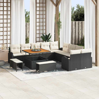 vidaXL Ensemble de canapés de jardin avec coussins 13 pcs Noir et Crème