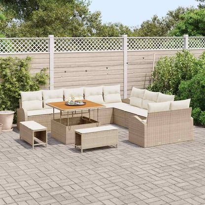 vidaXL Salon de jardin avec coussins et espace de rangement 13 pcs Beige et Crème