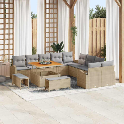 vidaXL Salon de jardin avec coussins 13 pcs Beige et gris clair