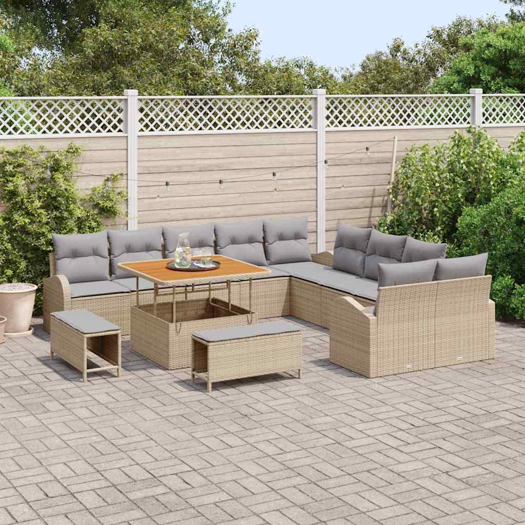 vidaXL Salon de jardin avec coussins 13 pcs Beige et gris clair
