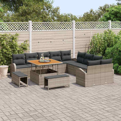 vidaXL Salon de jardin avec coussins et espace de rangement 13 pcs Gris