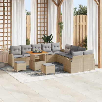 Garten-Sofa-Set mit Kissen mit Kissen 13 pcs Beige und Hellgrau