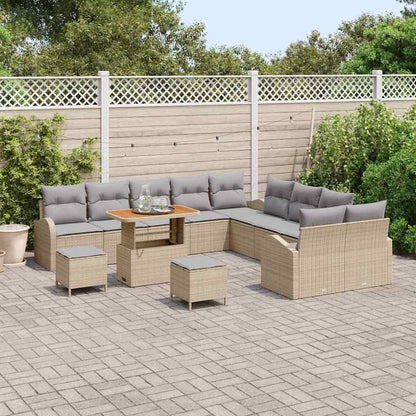 Garten-Sofa-Set mit Kissen mit Kissen 13 pcs Beige und Hellgrau