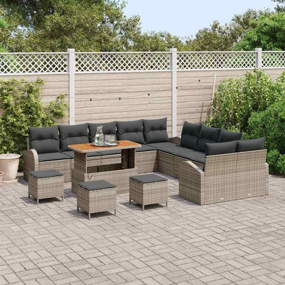 vidaXL Garten-Sofa-Set mit Kissen mit Speicher mit Kissen 14 pcs Grau
